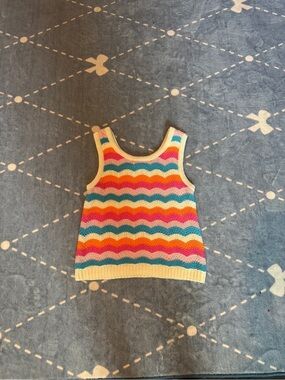GAP Girls' Multicolor Wavy Stripe Knit Tank - Cream Trim